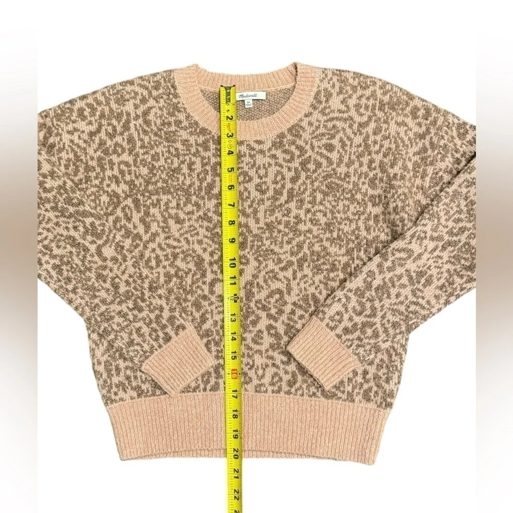Madewell Merino Wool Sweater Leopard Print Crew Neck Pullover Womens XS - Picture 9 of 11